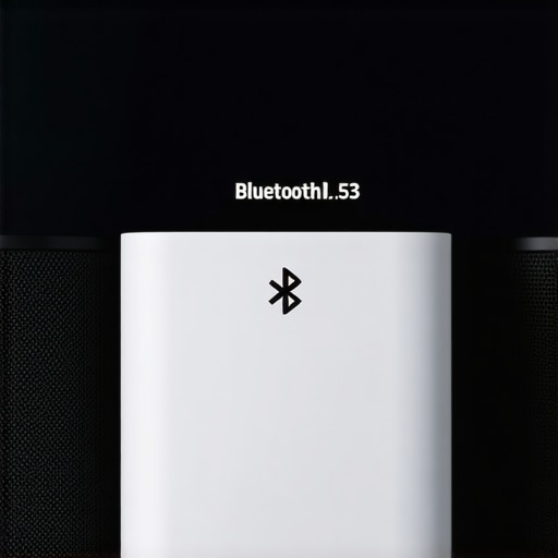 Close-up of futuristic wireless speakers showcasing Bluetooth 5.3 technology.