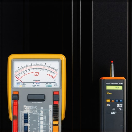 Precision Audio Maintenance Tools Close-up of SPL meter and multimeter used for hi-fi system calibration