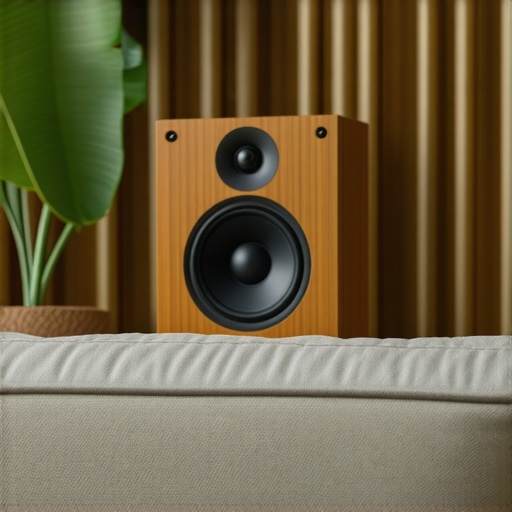 Wireless bookshelf speakers arranged on a shelf in a living room for optimal sound